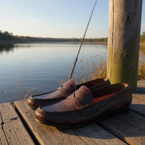 Cole Haan Mens size 11 GrandOS Leather Pinch Penny Loafer Shoes Brown Excellent - Picture 11 of 11